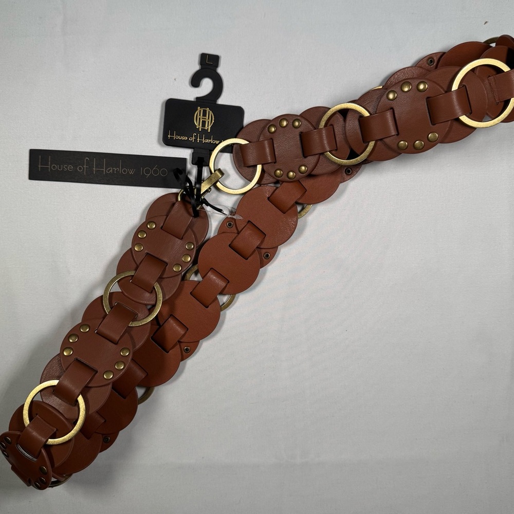 NWT House of Harlow 1960 Brown Belt with Gold Accents coastal cowgirl - Picture 2 of 5